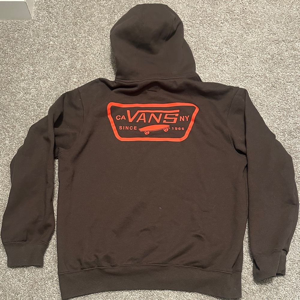 Vans Dark Brown Hoodie with Red Graphic